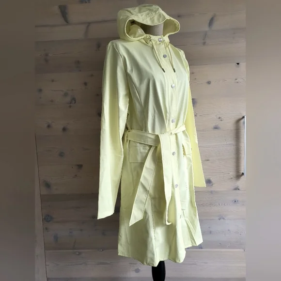 NWT Rains Curve Belted Raincoat Trench, Women's M/L Color Straw - Picture 4 of 15
